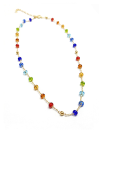 9044 Colar em Banho Ouro com Pedras Coloridas