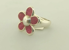 Anillo de Plata con flor esmaltada