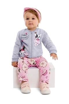 Conjunto Moletom Jaqueta e legging Cinza Buldoguês e Cupcakes - comprar online