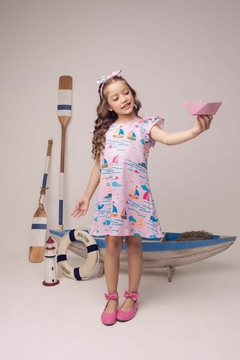 Vestido com Tiara Rosa - COLEÇÃO COLORIR - Lilly Moda Kids