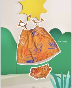 Vestido com tapa fralda Folhas Amarelo - MUNDO CÉU