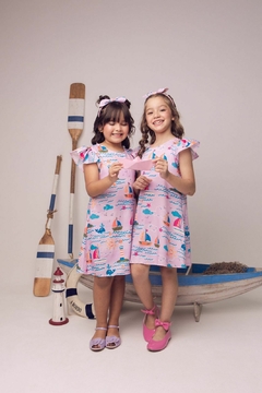 Vestido com Tiara Rosa - COLEÇÃO COLORIR na internet