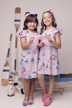 Vestido com Tiara Rosa - COLEÇÃO COLORIR