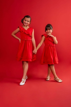 Vestido Babados Vermelho - COLEÇÃO FESTAS - Lilly Moda Kids
