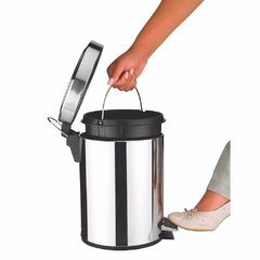 Lixeira Inox 5 Litros Banheiro Cozinha Escritório C/ Pedal - Tecomix