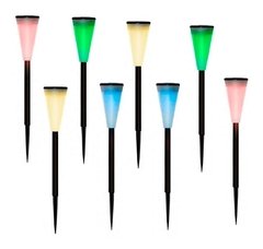 Kit 10 Luminária Solar Para Jardim Azul Vermelho Amarelo Ver