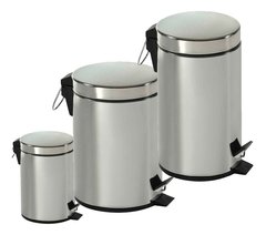 Kit 3 Lixeira Inox Banheiro Cozinha Pedal E Balde 3-5-12 Lt