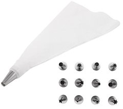 Saco De Confeitar Confeiteiro Profissional 12 Bicos Inox