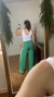 Calça Blogueira 3 Listras Verde - Loja Movimente Trend 