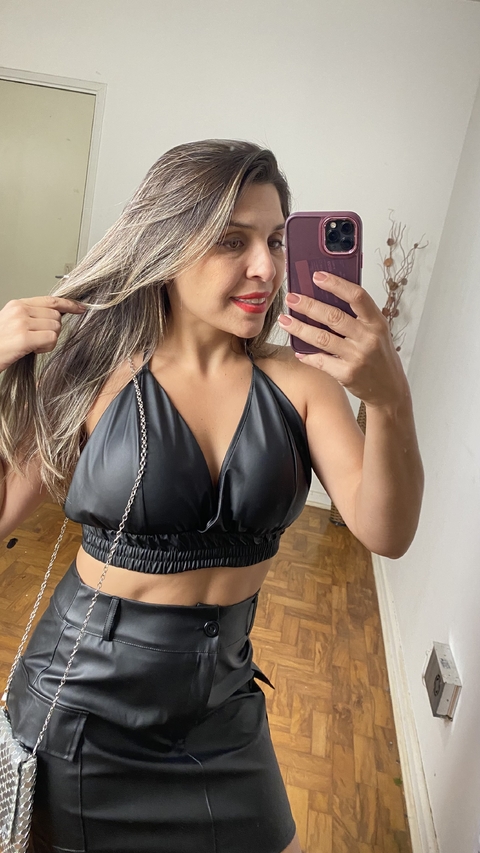 Cropped Frente Unica Sintetico Preto - comprar online