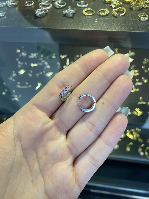 Piercing Argola Prata Strass Colorido Click