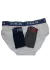 Kit 3 Cueca Slip Top Polo Cores Variadas-Branca/Preta/Azul Marinho/Cinza