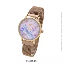 Reloj Knock Out 0911-104 malla de metal tejido rose floreado para dama - comprar online