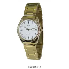 Reloj Knock Out KN2301-412 malla de metal dorado con cubics para dama - comprar online
