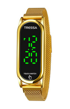 Reloj Tressa Drake-01 Digital Touch malla tejida Dorado
