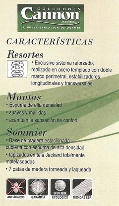 Imagen de Colchon Cannon Doral Resortes 1 1/2 Plaza 90x190 Cm