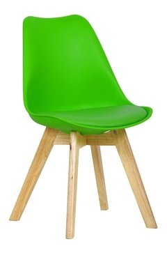 Silla Tulip Plastico Tapizado Base Madera Varios Colores - tienda online