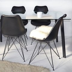 Mesa Modelo Ferra De Vidrio Patas Metal Colores 140x80x75 Cm - Veró Amoblamientos