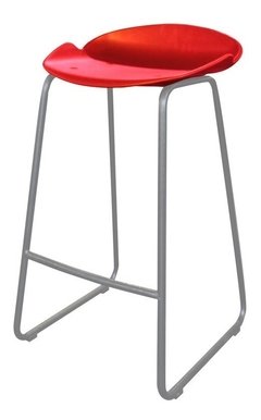 Banqueta Milo Asiento Plástico Base Pintada Gris