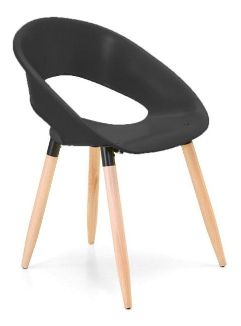 Silla One Wood Plastico Patas Madera Apilable