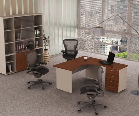 Puesto De Trabajo 4 Cajones 144x135 Escritorio Pc