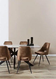 Mesa Porcelanato Rectangular Base Negra 180x90cm