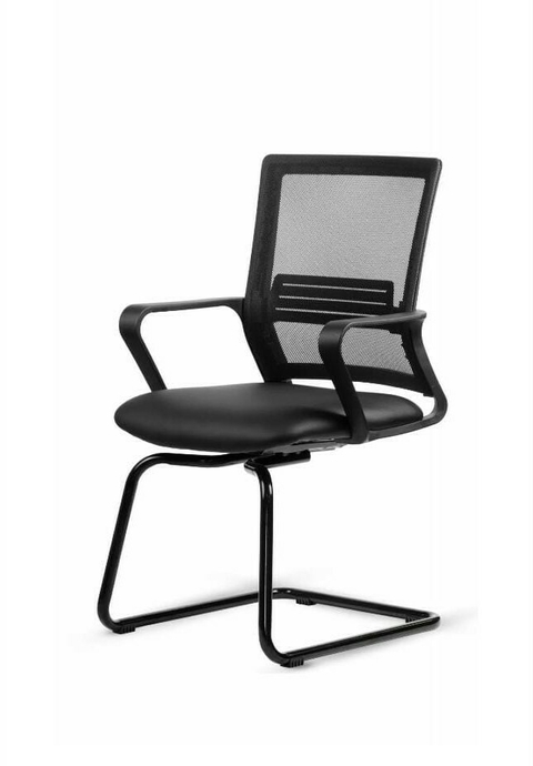 Silla Link Negro Base Trineo Tapizado Red