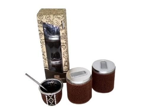 Set Matero Azucarera Yerbera Mate y Bombilla Simil Carpincho en Caja de Regalo Cod 116-260 - comprar online
