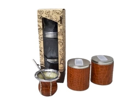 Set Matero Azucarera Yerbera Mate y Bombilla Croco en Caja de Regalo Cod 116-261 - comprar online