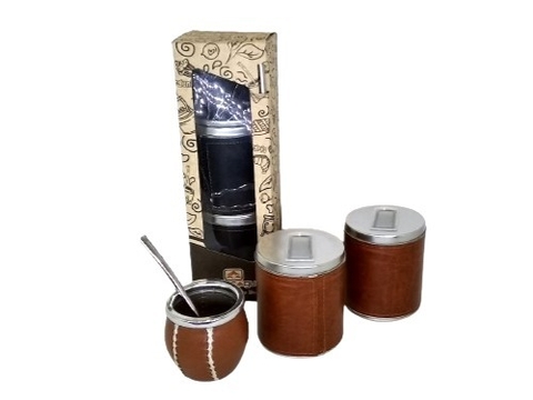 Set Matero Azucarera Yerbera Mate y Bombilla Cuerina Lisa en Caja de Regalo Cod 116-263 - comprar online