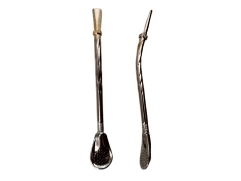 Bombilla Niquelada con Virola Coco Cuchara Cod 117-08