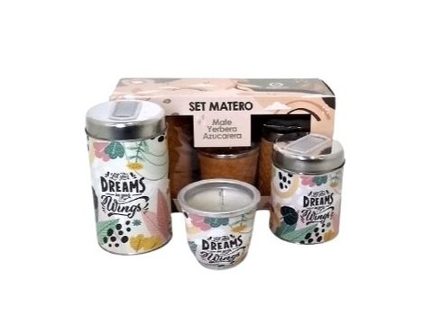 Set Matero Yerbera Azucarera y Mate Forrado en Cuerina en Caja de Regalo Cod 400-1003 - comprar online