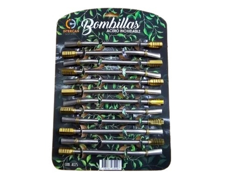 Bombillas de Acero Inoxidable Coco Hexagonal Blister x 12 Unidades Cod 400-4025