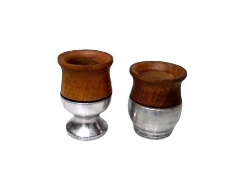 Mate de Madera Medio Forrado Aluminio Cod 503-40 - comprar online