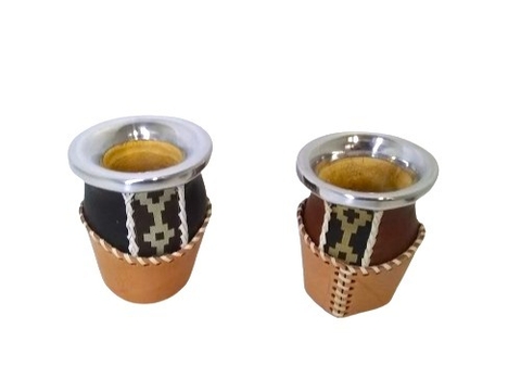 Mate de Calabaza Cuero con Posa de Cuero Cod 553-32 - comprar online