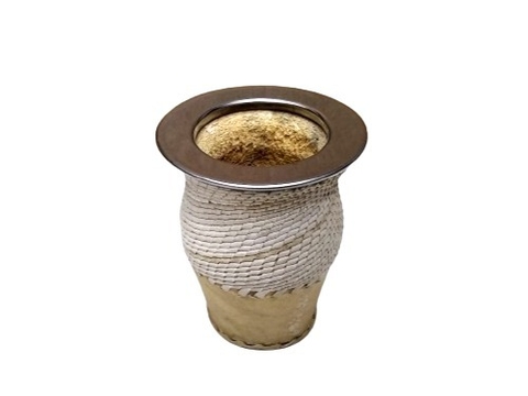 Mate de Calabaza Forrado Todo Tiento con Virola de Acero Plana Cod 553-41