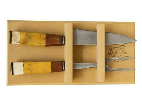 Set de Asador Cuchillo y Trincheta Regional con Base de Madera Cod 800-21 - comprar online
