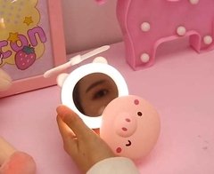 Espelho LED para maquiagem portátil com Ventilador - Porquinho na internet
