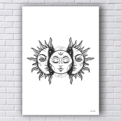 Placa Decorativa Tríplice Sol e Lua Esotérico