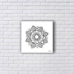 Placa Decorativa Mandala Preto e Branco