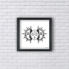 Quadro Tríplice Sol e Lua Esotérico