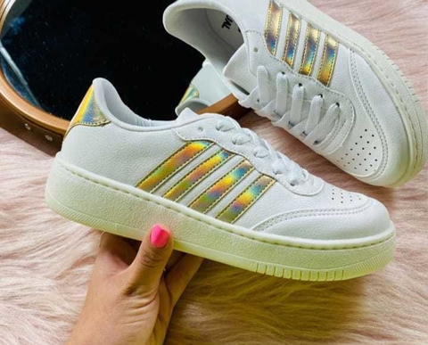 Tênis Arianna Branco com Dourado