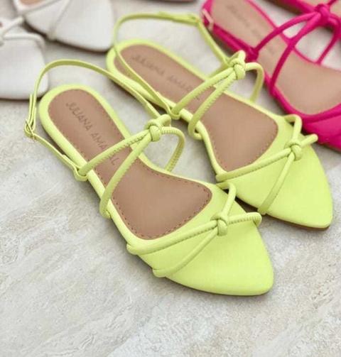 Sandália Rasteira Flat Verde ultimo par 35 e 38