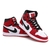 Tênis Jordan vermelho com branco e preto