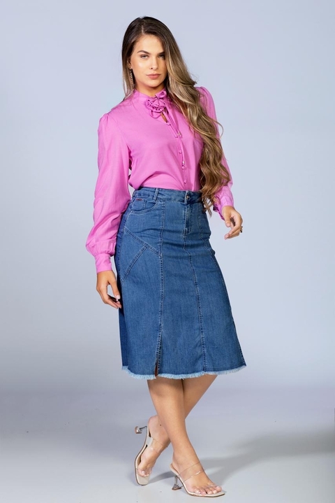 Saia Row An 5297 jeans evase com recortes