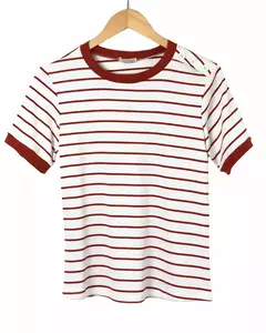 Imagem do BLUSA Caroll 25030 LISTRADA MALHA CANELADA DET LISO