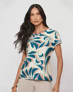 BLUSA Caroll 25061 VERSATTI ABSTRACT DET MNG RENDA - comprar online