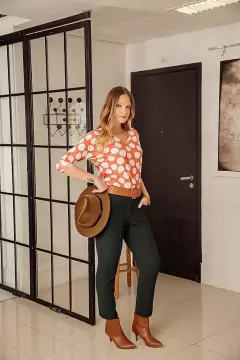 Blusa Caroll 21928 malha fria 3/4 estampada - comprar online