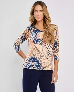 Imagem do BLUSA Caroll 25054 DEC V MNG 3/4 VNZ ESTAMPADA