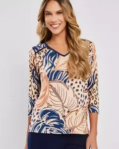 BLUSA Caroll 25054 DEC V MNG 3/4 VNZ ESTAMPADA - comprar online